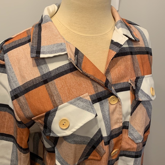 NWOT COEUR DE VAGUE Plaid Shacket Jacket Shirt size XXL - Picture 1 of 12